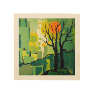 Wood canvas with Spring Landscape