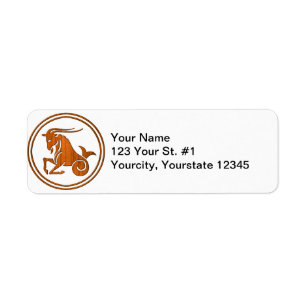 Wood Capricorn Zodiac Sea Goat Astrology Sign Label