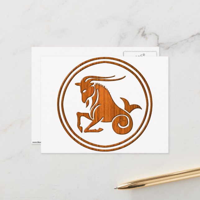 Wood Capricorn Zodiac Sea Goat Astrology Sign Postcard | Zazzle