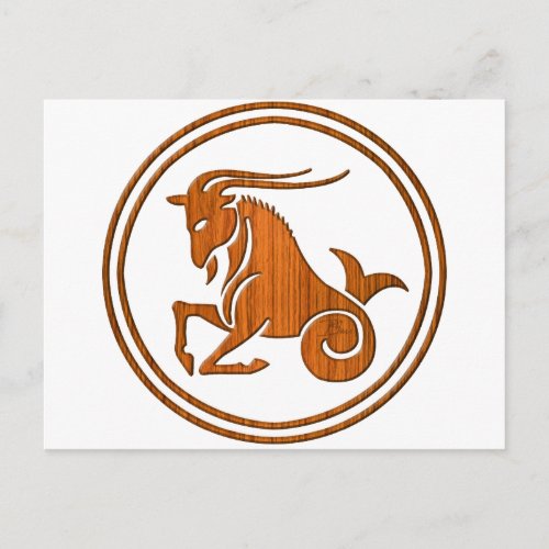 Wood Capricorn Zodiac Sea Goat Astrology Sign Postcard