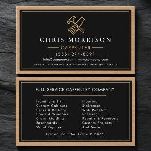 Wood Carpenter Carpentry Home Renovation Business Card