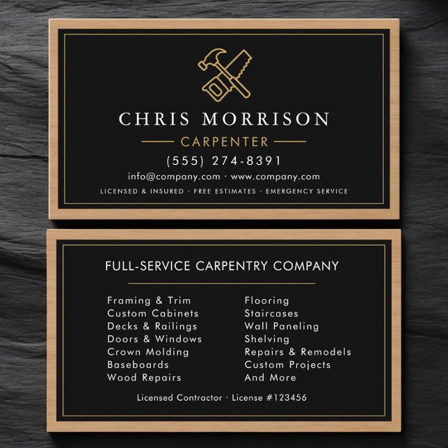 Wood Carpenter Carpentry Home Renovation Business Card (Creator Uploaded)