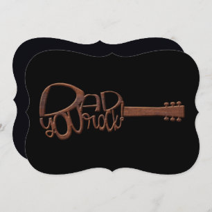 Wood Carved Guitar Shape Dad You Rock