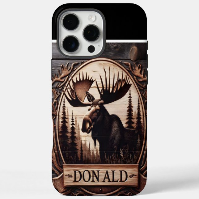 Wood carved Moose Crest Case-Mate iPhone Case (Back)