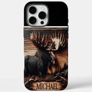 Wood Carved Moose Plaque iPhone 16 Pro Max Case