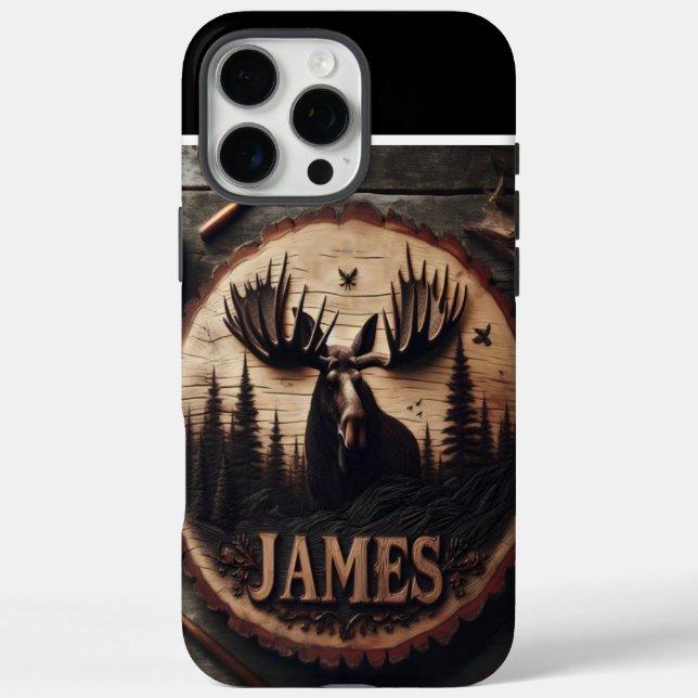 Wood carved Moose Sign Case-Mate iPhone Case (Back)