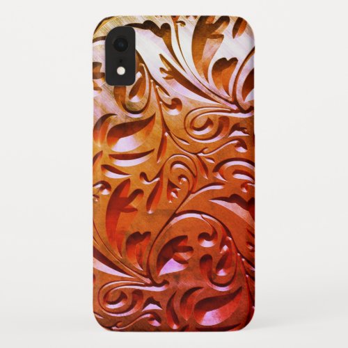 Wood Carved wood grain look elegant abstract iPhone XR Case
