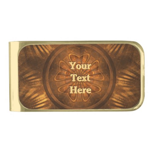 Wood Carving Gold Finish Money Clip