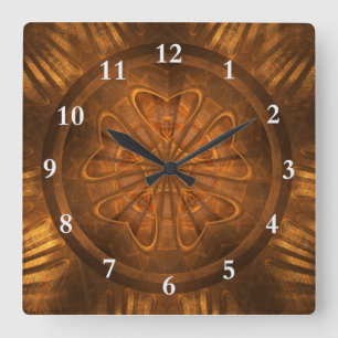 Wood Carving Square Wall Clock