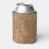 Wood Carvings Floral Pattern Personalized Can Cooler (Can Back)
