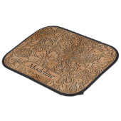 Wood Carvings Floral Pattern Personalized Car Floor Mat (Rear Angled)