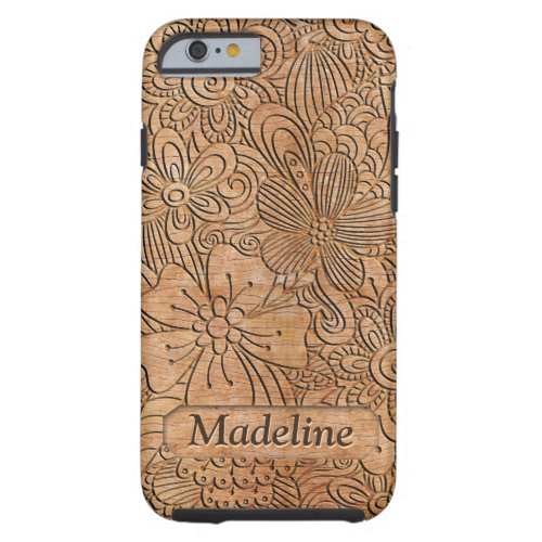 Wood Carvings Floral Pattern Personalized Tough iPhone 6 Case