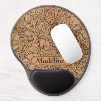 Wood Carvings Floral Pattern Personalized Gel Mouse Pad