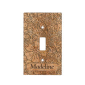 Wood Carvings Floral Pattern Personalized Light Switch Cover (Front)