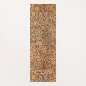 Wood Carvings Floral Pattern Personalized Yoga Mat (Front)