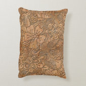 Wood Carvings Floral Pattern Rustic Accent Pillow (Back(Vertical))