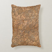 Wood Carvings Floral Pattern Rustic Accent Pillow (Front(Vertical))