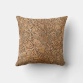 Wood Carvings Floral Pattern Rustic Throw Pillow (Back)