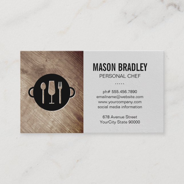 Wood | Catering Logo Business Card (Front)