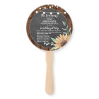 Wood Chalk Sunflowers Wedding Programme Hand Fan