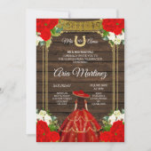 Wood Charro - Red Princess Mis Quince Invitation (Front)