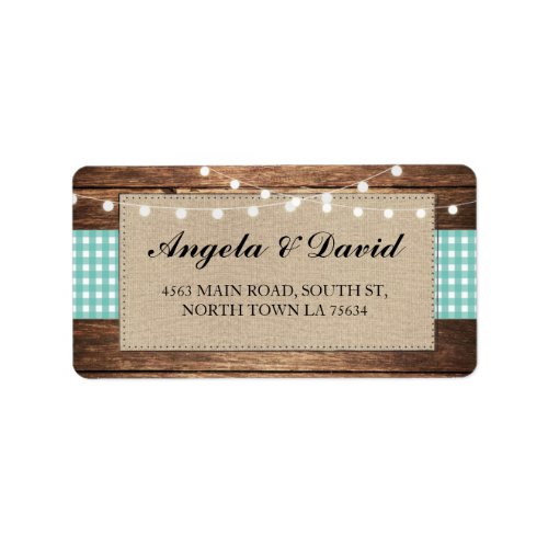 Wood Check Burlap Rustic Wedding Address Labels