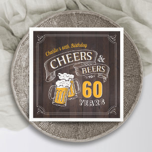 Wood Cheers And Beers Any Age Birthday Napkins