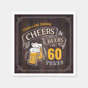 Wood Cheers And Beers Any Age Birthday Napkins