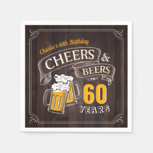 Wood Cheers And Beers Any Age Birthday Napkins