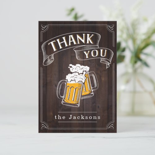 Wood Cheers And Beers Birthday Thank You Card