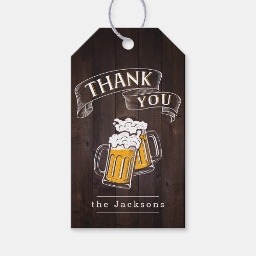 Wood Cheers And Beers Birthday Thank You Gift Tags