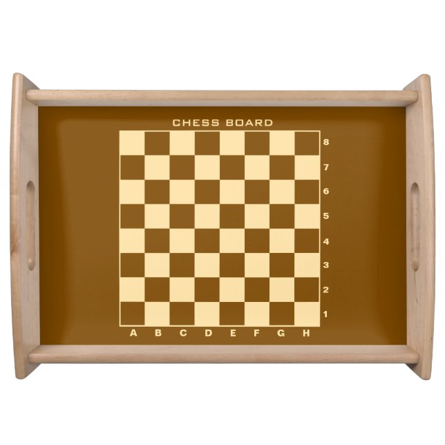 Wood chess board with numbers and letters serving tray (Front)