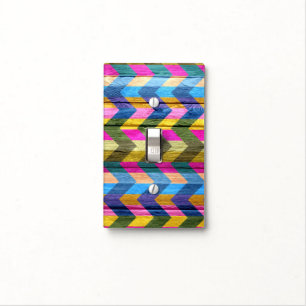 Wood Chevron Stripes Pattern #4 Light Switch Cover