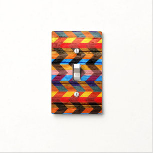 Wood Chevron Stripes Pattern #9 Light Switch Cover