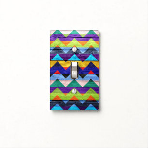 Wood Chevron Stripes Pattern Light Switch Cover