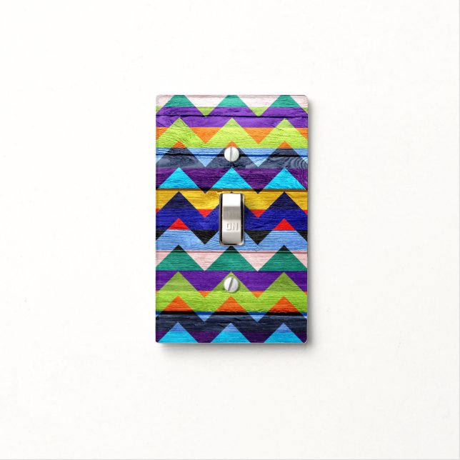 Wood Chevron Stripes Pattern Light Switch Cover (In Situ)