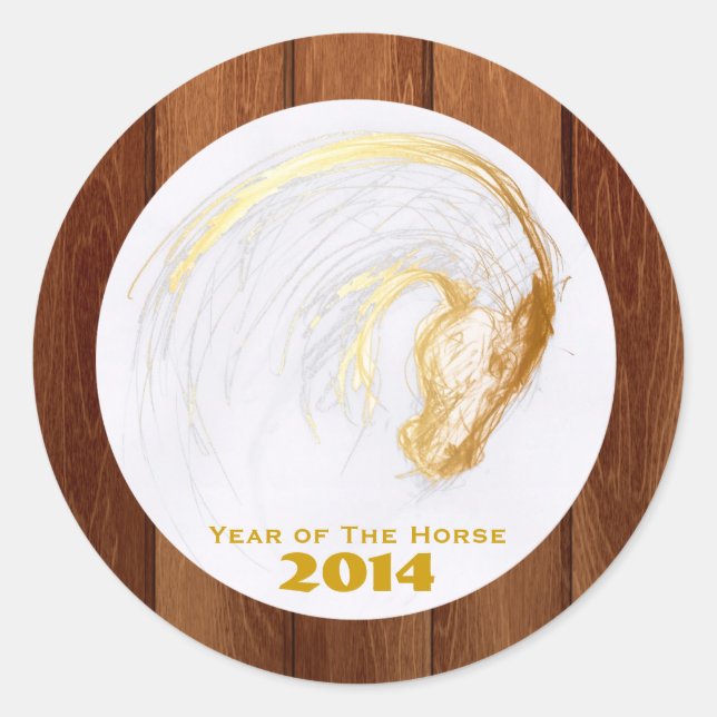 Wood Chinese Horse Year Zodiac Birthday Sticker (Front)