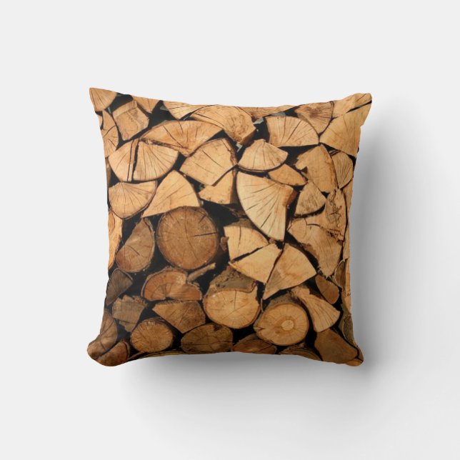 Wood Chips Throw Pillow (Front)