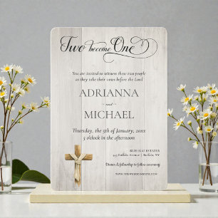 Wood Christian Two Become One Invitation