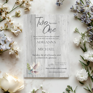 Wood Christian Two Become One with Dove Invitation