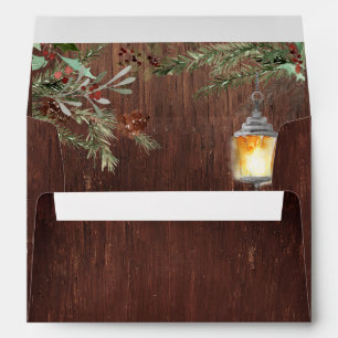 Wood Christmas Winter Pine Lantern Envelope