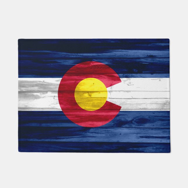 Wood Colorado flag door mat (Front)