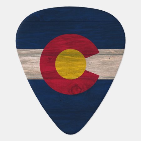 Wood Colorado Flag Guitar Pick