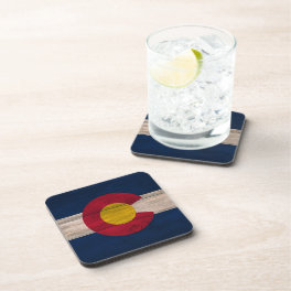Wood Colorado flag plastic cork coasters