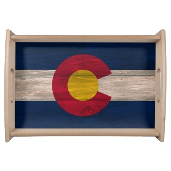 Wood Colorado Flag Small Serving Tray by ColoradoCreativity at Zazzle