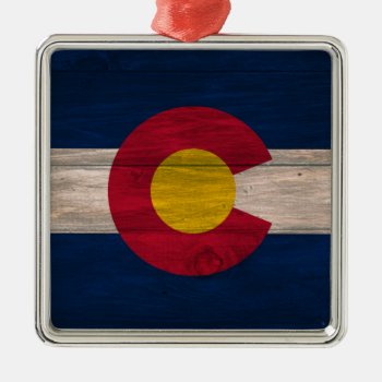 Wood Colorado Flag Square Holiday Ornament by ColoradoCreativity at Zazzle