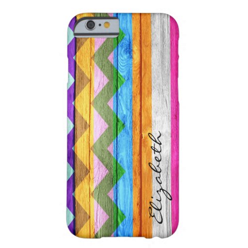 Wood Colored Chevron Stripes Vintage 3 Barely There iPhone 6 Case