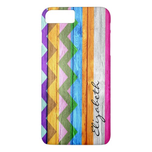 Wood Colored Chevron Stripes Vintage 3 iPhone 8 Plus7 Plus Case