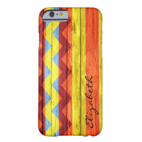 Wood Colored Chevron Stripes Vintage 4 Barely There iPhone 6 Case