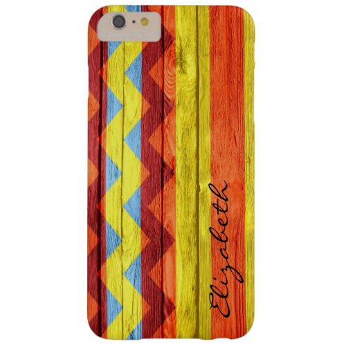 Wood Colored Chevron Stripes Vintage 4 Barely There iPhone 6 Plus Case
